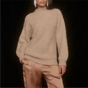 Reformation Alpaca Linen Blend Ambrose Bouclé Sweater in Ginger Medium